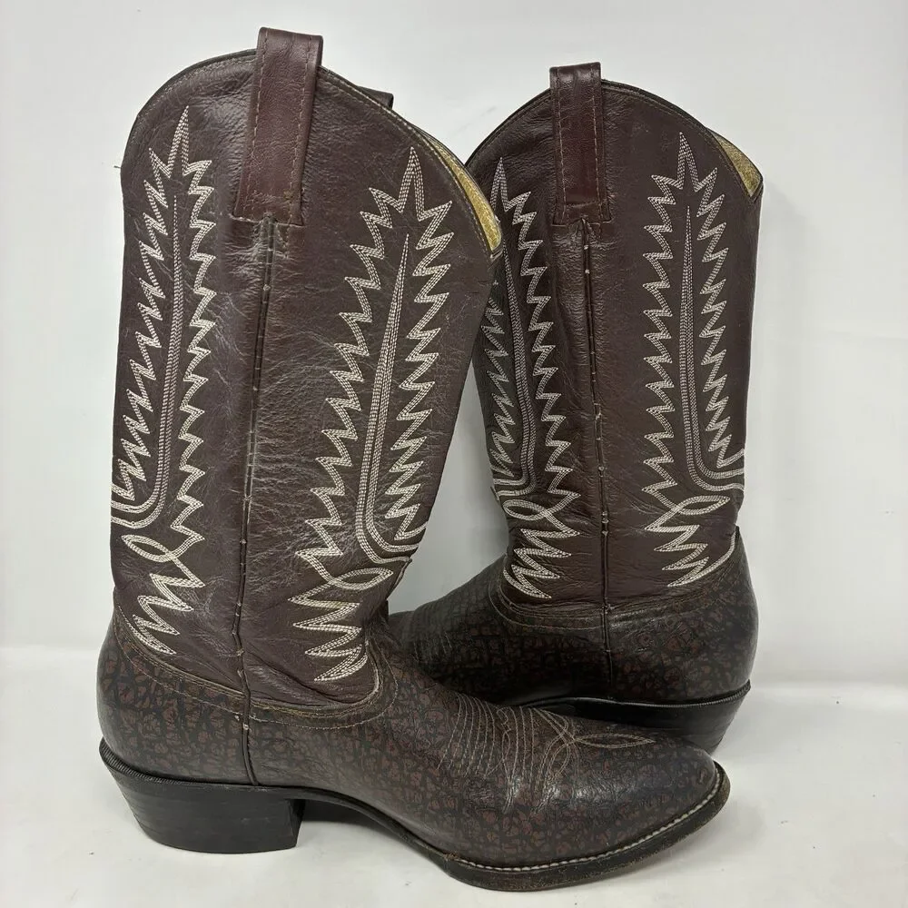 Cowtown Vintage Exotic Men's Cowboy Boots Size 10D Caribou Western Brown Mexico
